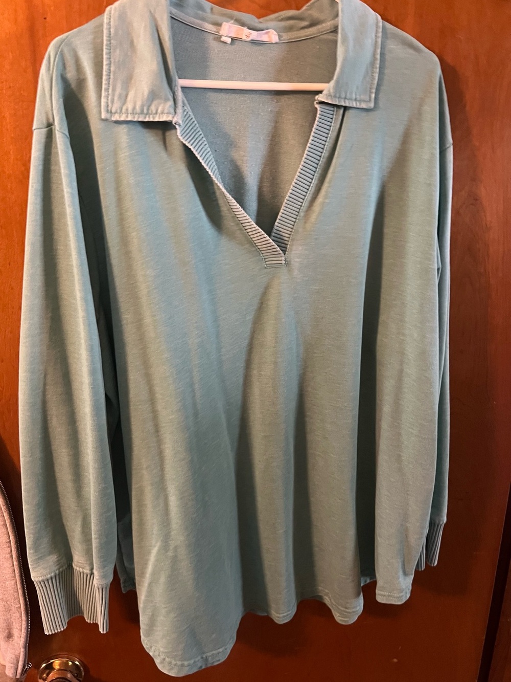 Jane and Delancey Seafoam Green Collared Long-Sleeve Pullover Sz 2X